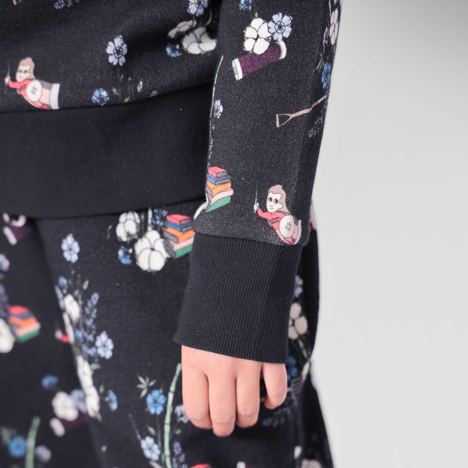 Black Floral Kids Sweatshirt