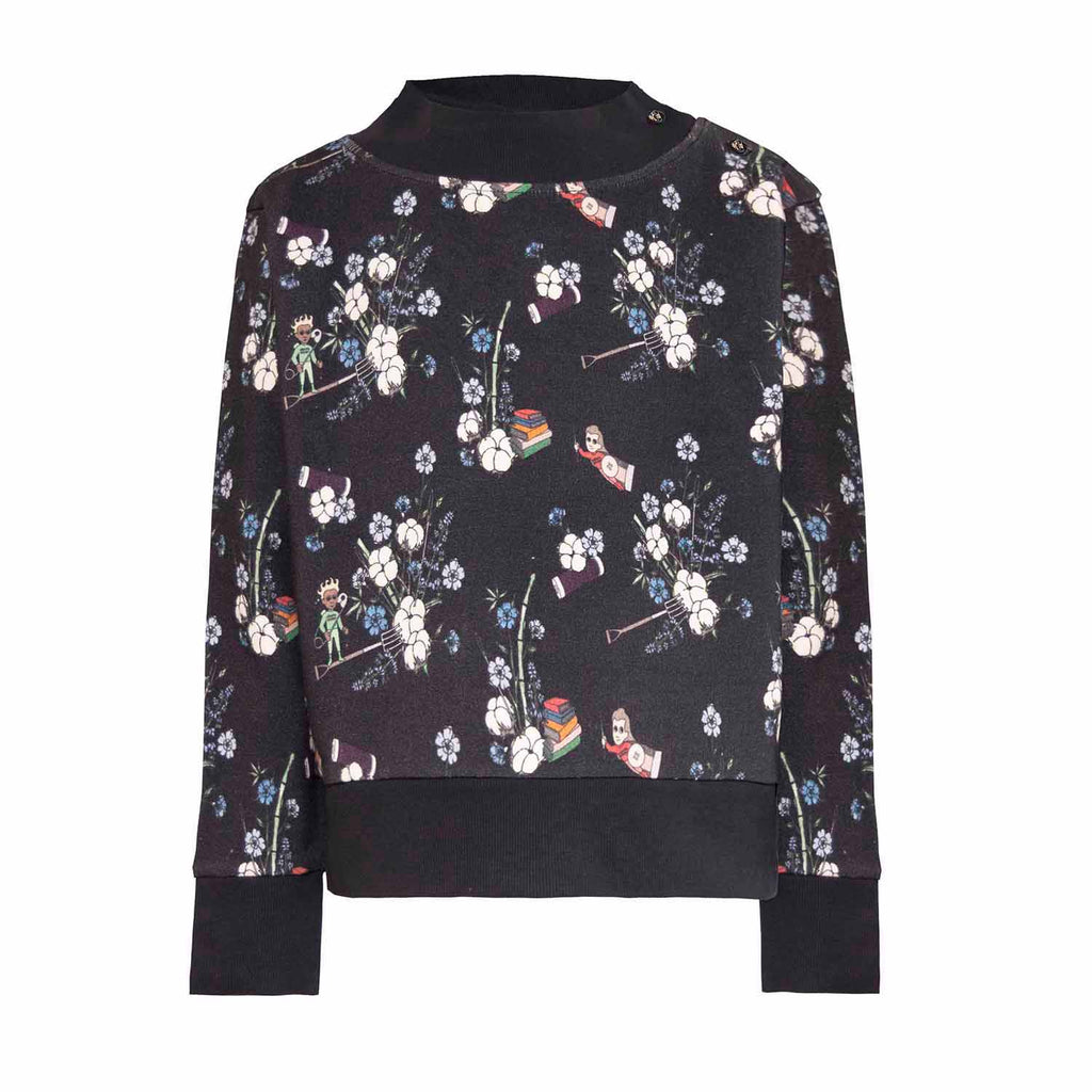 Black Floral Kids Sweatshirt